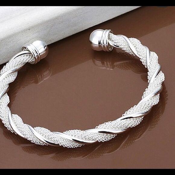 Silver Twisted Bangle Bracelet  - Picture 4 of 4